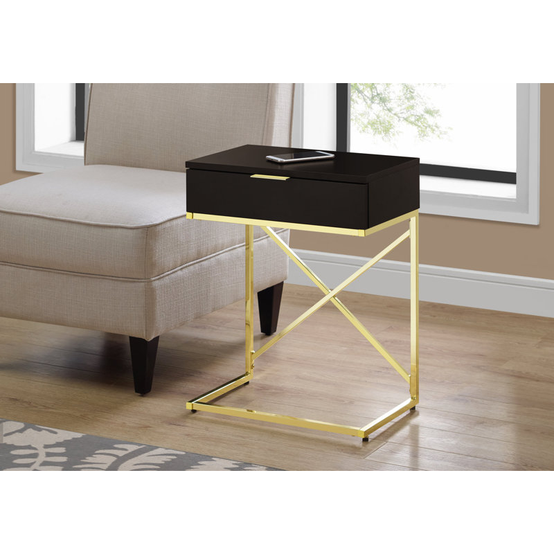 Wason End Table with Storage, Brown, Gold