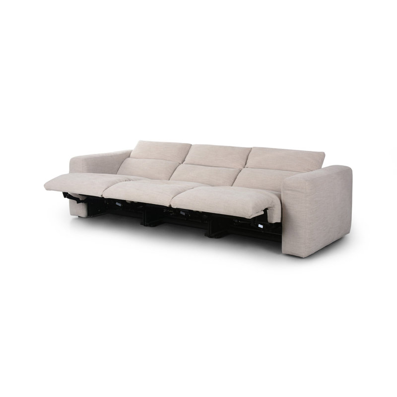 Radley 124" Leather Power Reclining Sofa, Gray Polyester Blend