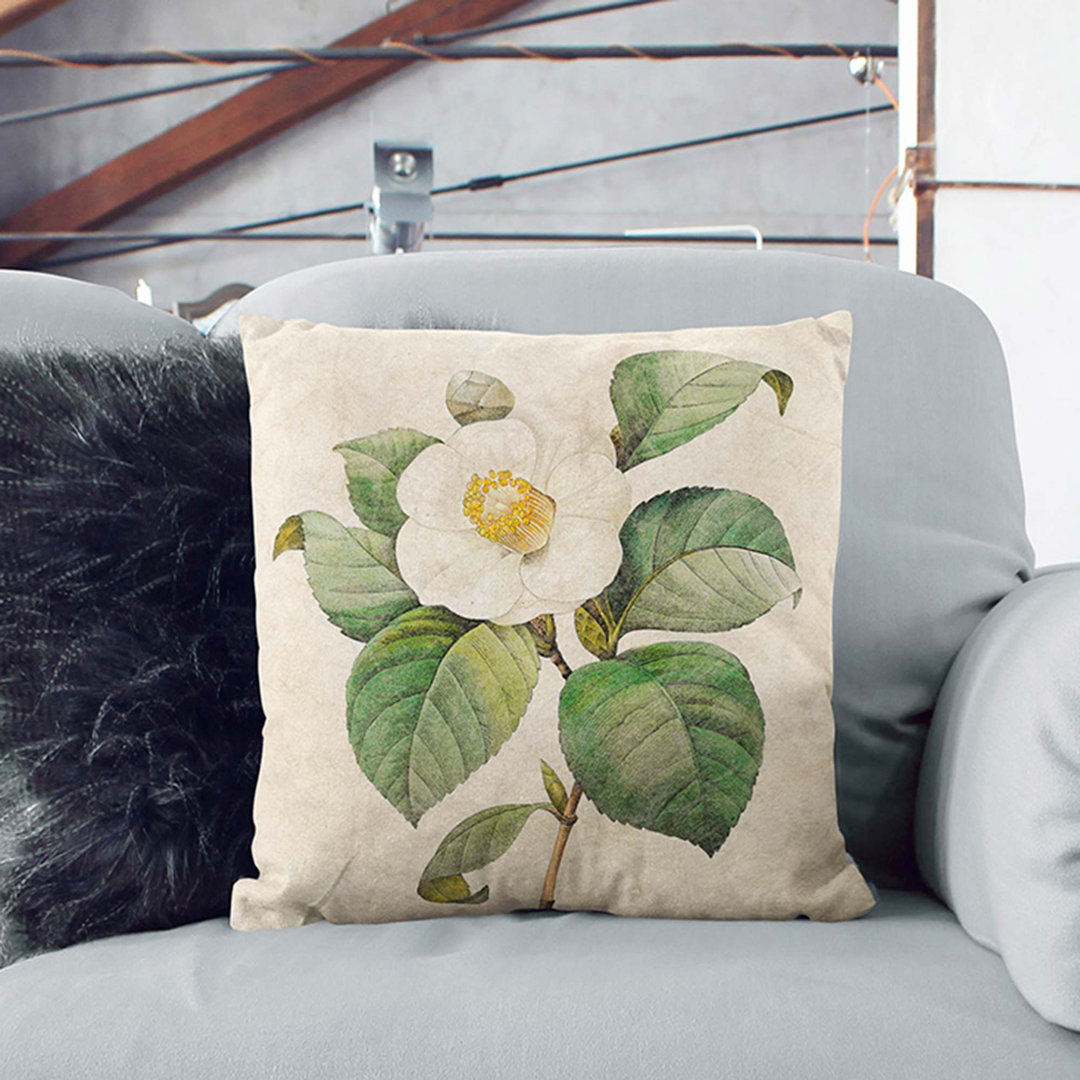 Japanese Camellia by Pierre-Joseph Redoute Cushion with Filling