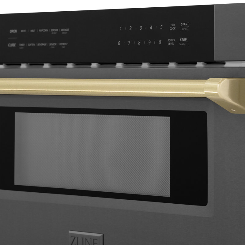 Tiroir à micro-ondes 30 po ZLINE Autograph, Acier inoxydable noir, Bronze champagne