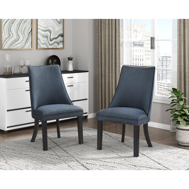 Ensemble de chaises de salle à manger rembourrées en tissu texturé avec 2 pieds en bois