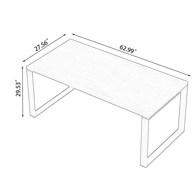 Table de salle à manger rectangulaire en bois massif brun, H 29,53 po x L 62,99 po x l 27,56 po