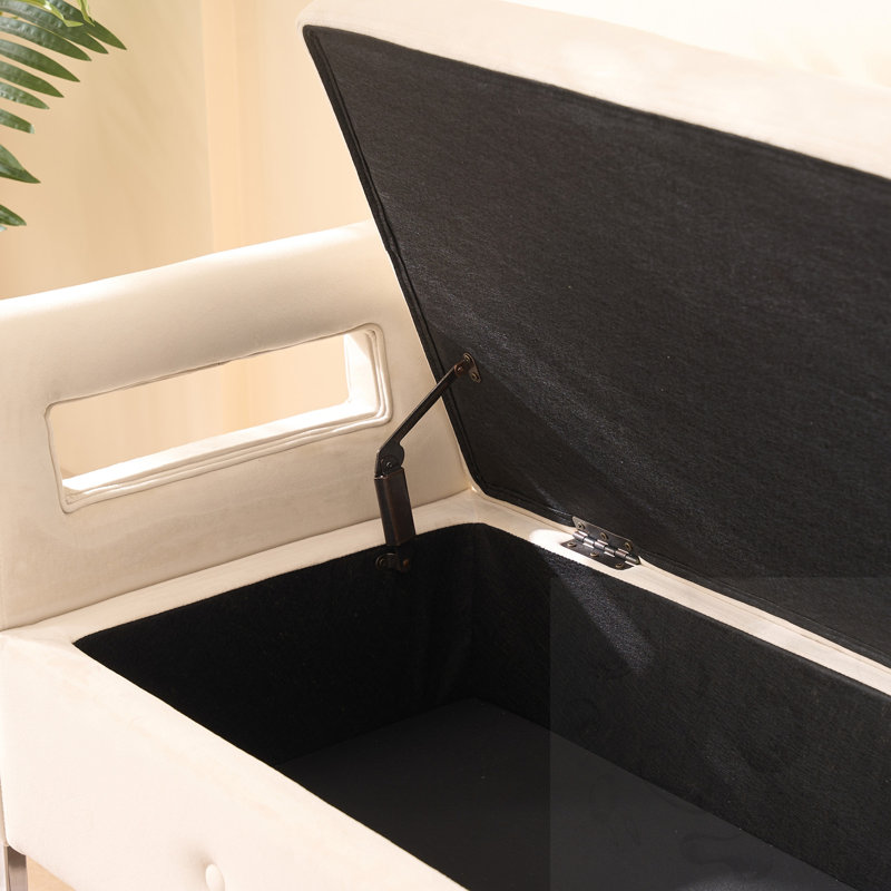 Banc de rangement rembourré avec accoudoirs, Beige, Beige