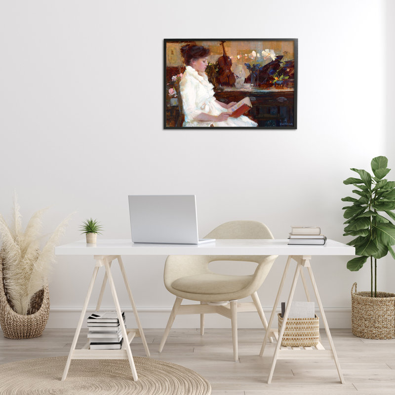 «Classic Girl», lecture d'art giclée encadrée par Katie Swatland, Giclée encadrée noir minuit, H 20 po x l 30 po