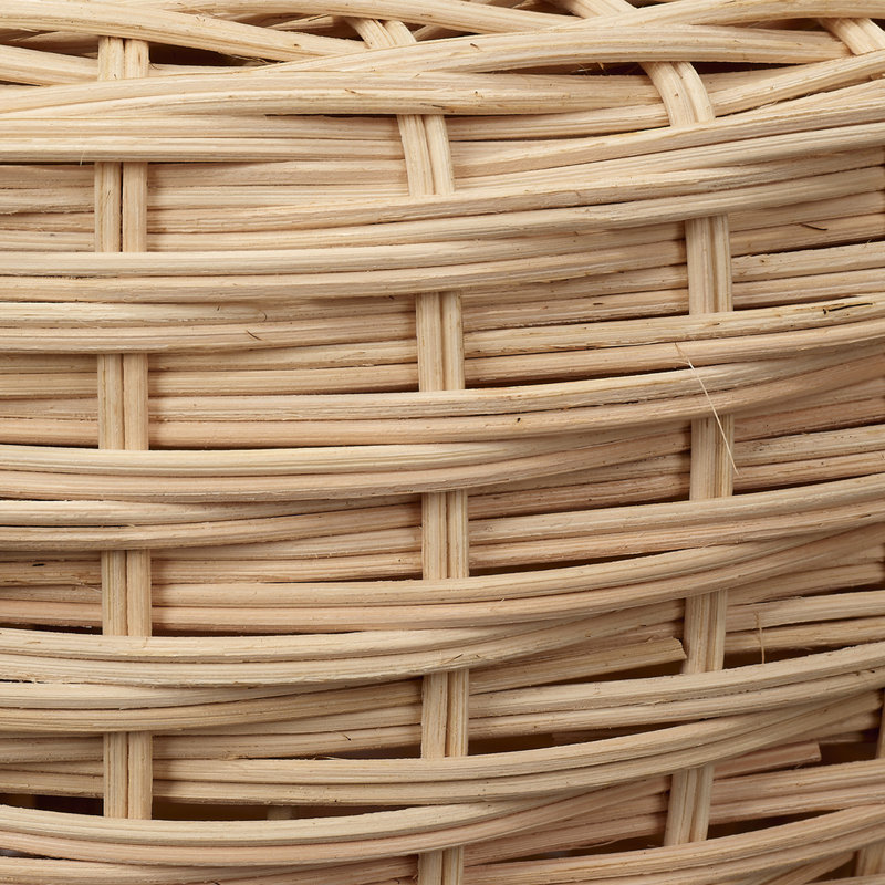 Natural Rattan Table Lamp with White Linen Shade