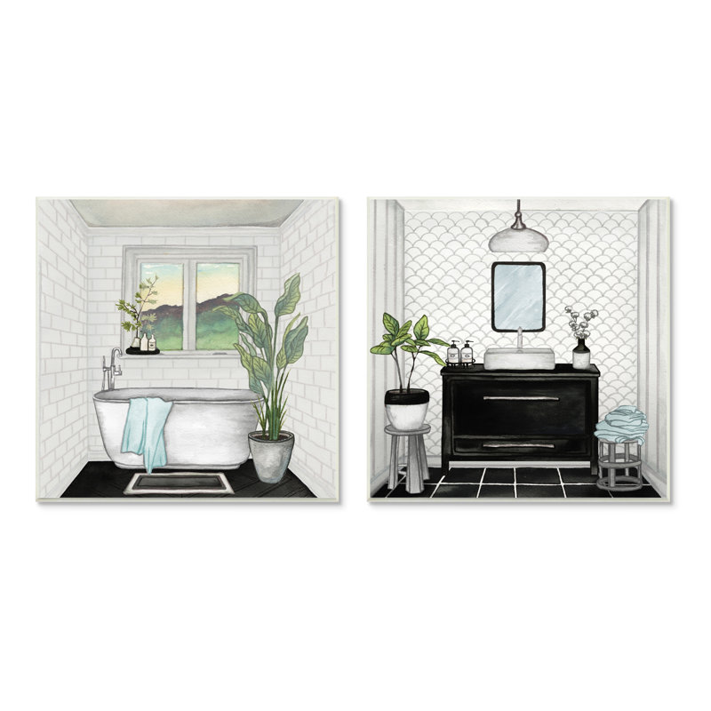 Ensemble de 2 plaques murales pour salle de bain Modern Home