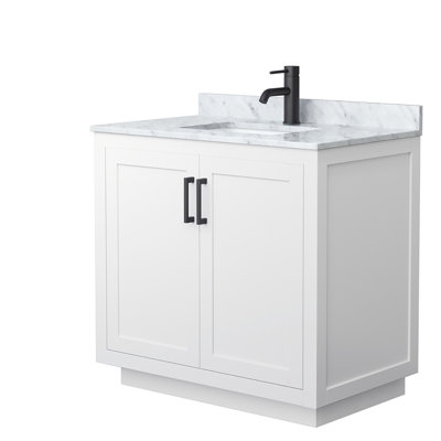 Ensemble de meuble-lavabo simple 36 po avec plateau en marbre Miranda