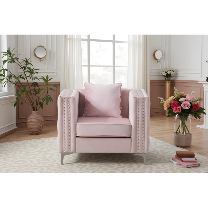 Chaise en velours Lyon, Velours rose