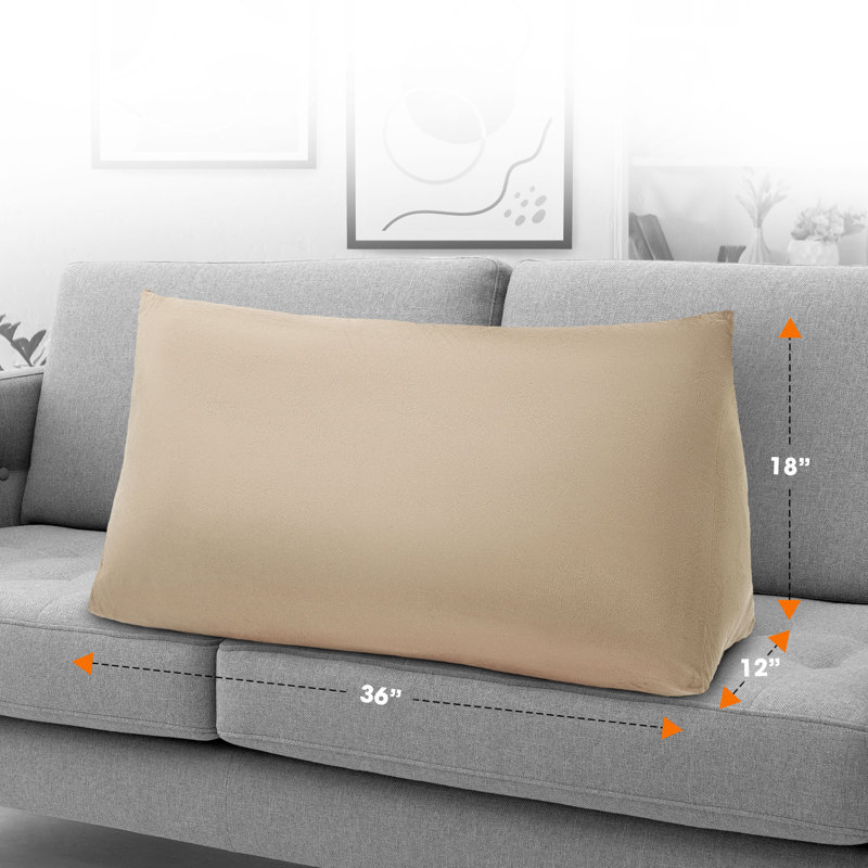 Hollow Fiber Filled Wedge Pillow With Velvet Cover, Taupe, Taupe