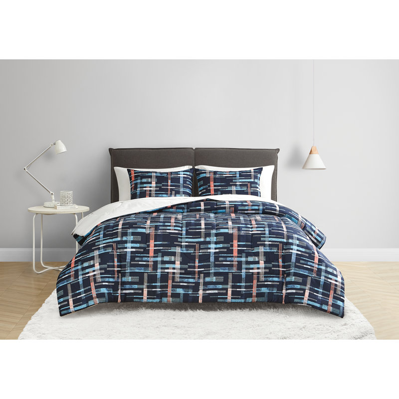 Wilson Polyester Box Stitch Geometric Shapes Comforter, King Comforter + 6 Additional Pieces
