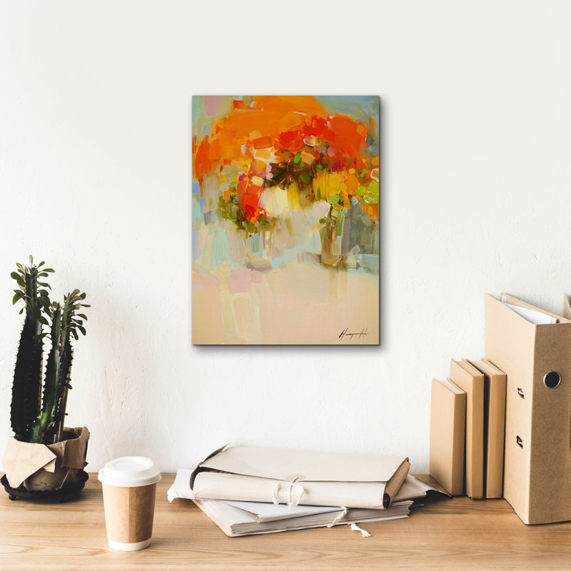 Art mural sur toile Vase de fleurs jaunes 2 pi par Vahe Yeremyan, 40 po x 54 po, H 16 po x l 12 po x P 0,75 po