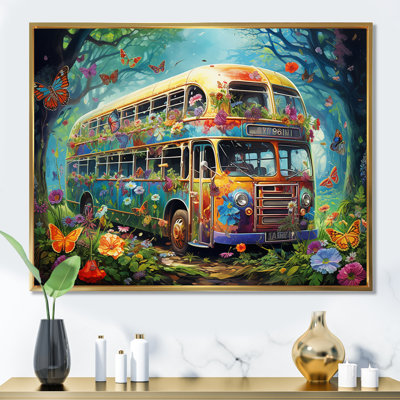 Magic Hippie Bus In The Flower Forest sur toile