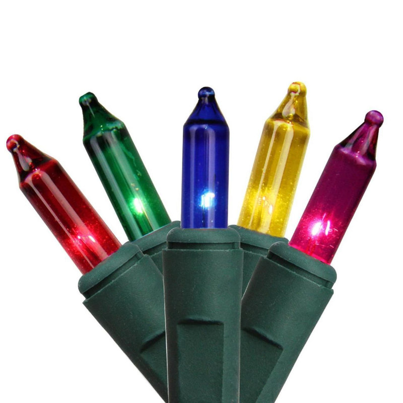 300-Count Mini Christmas Light Set 149.6ft Wire, Green, Multi-Colour