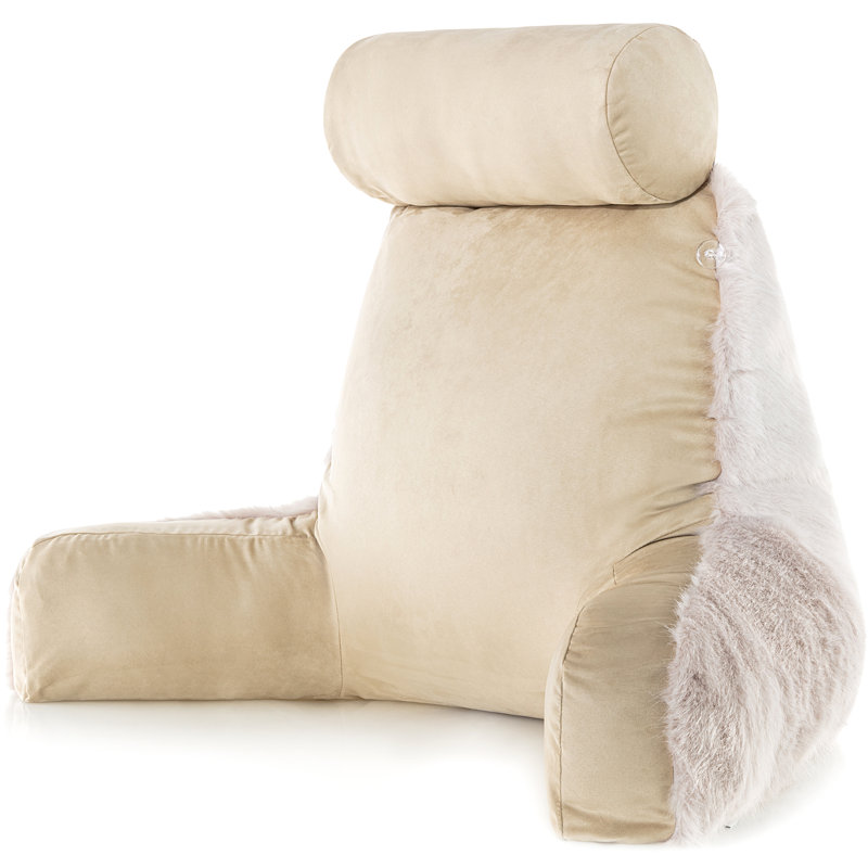 Coussin de dossier en fausse fourrure, Loup doré, 32 po x 16 po