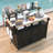 K&K 53.3" Outdoor Kitchen Island with Raised Shelf, Solid Wood Storage Cabinet with Stainless Steel Top, Outdoor Rolling Grill Cart with Internal Storage Rack, Adjustable Shelf, Spice Rack, Black