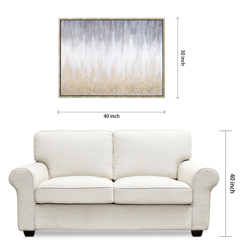 Golden Cascade Textured Glitter Hand Painted Framed Canvas Wall Art