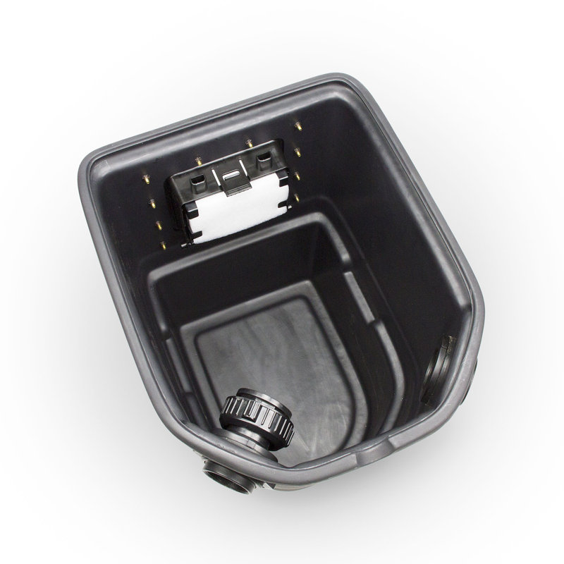 Black High-Density Polyethylene Pond Skimmer with Faux Rock Lid