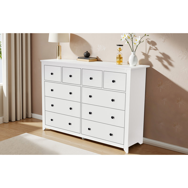 Contemporain, commode à 9 tiroirs, mouvement fluide, beaucoup de rangement, vêtements, commode blanche moderne imperméable pour le salon, matériau et texture élégante