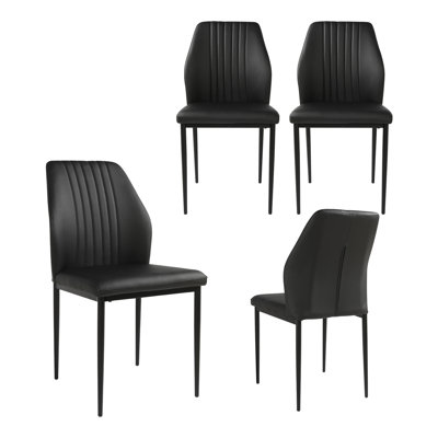 Cotton Modern Kitchen Dining Chair, Dining Room Chairs with Stable Steel Legs, Upholstered Solid Back Side Chair(Set of 4)