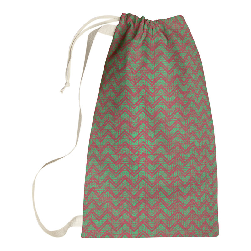 Fabric Laundry Bag with Handles, Small (29" H x 18" W x 1" D), Red/Green
