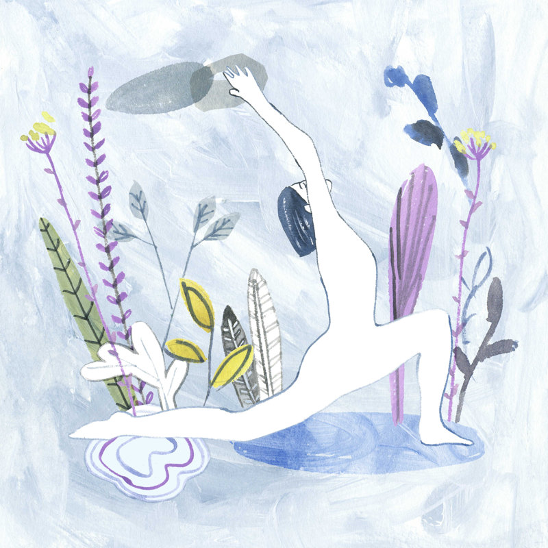 «Meditation Garden Yoga II» par Melissa Wang - reproduction d'art sur toile tendue, H 12 po x l 12 po x P 1,25 po