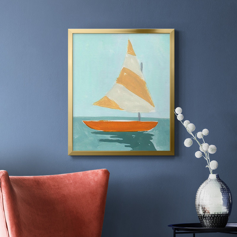 Petite voile I, toile encadrée de qualité supérieure - prête à être accrochée, Or, H 20 po x l 16 po