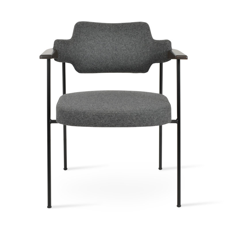 Chaise avec accoudoirs Palu, Gris foncé, Noyer