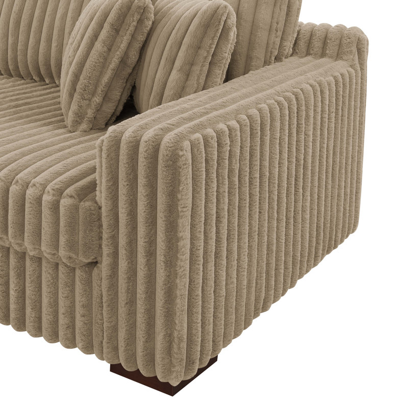 Canapé modulaire en L avec méridienne Modern, Velours côtelé brun