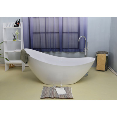 72.62'' x 30.75'' Freestanding Soaking Resin Bathtub