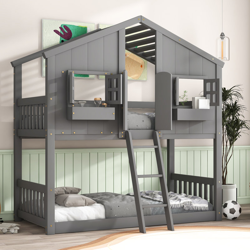 Berthoud Kids Twin Over Twin Bunk Bed, Gray