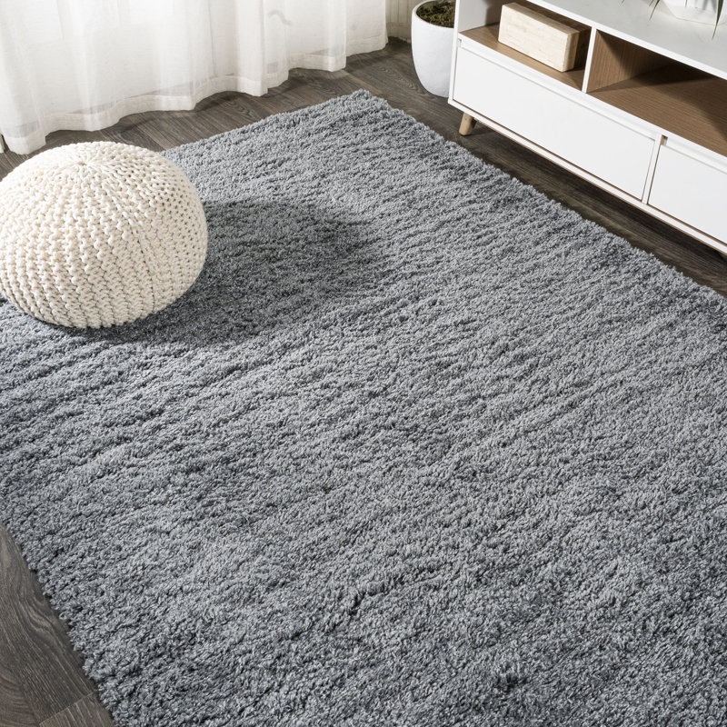 Collesse Solid Shag Grey Rug, Rectangle 4' x 6'