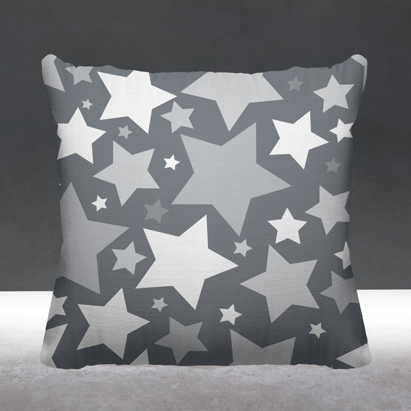 Coussin décoratif intérieur / extérieur Christmas Stars, L 15 po x H 15 po, Gris