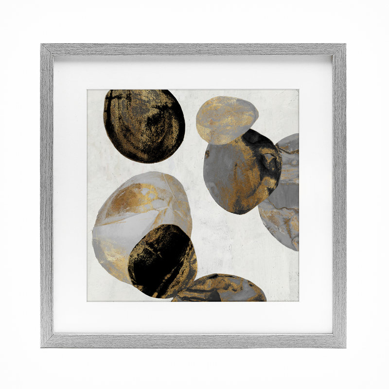 «Golden Streaked Eggs», reproduction encadrée sous verre, conception de Jacob Q, Cadre de ferme gris, H 16 po x l 16 po