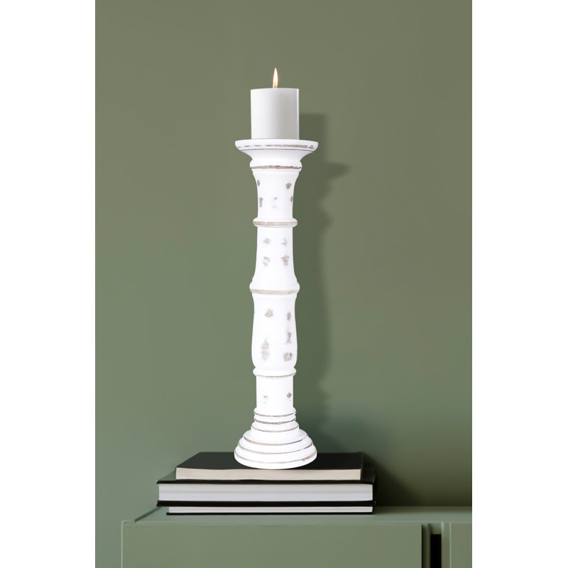 Wood Tabletop Candlestick, 31cm H x 13cm W x 13cm D