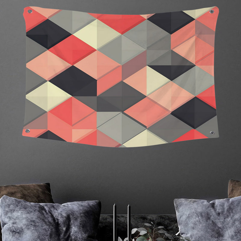 Tapisserie murale Diamond Grid - décoration murale géométrique, H 50 po x l 60 po