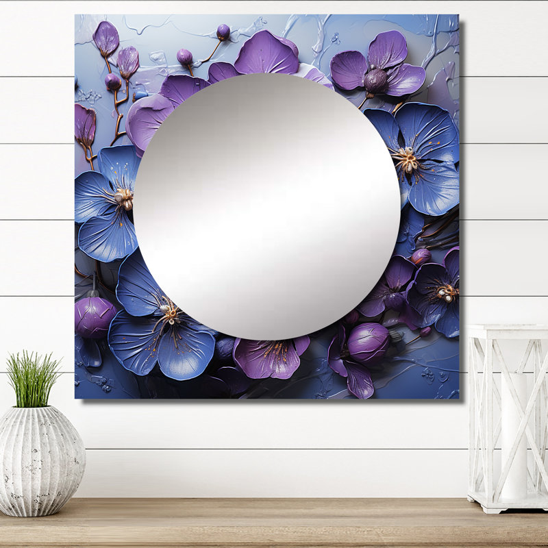 Gerven - Miroir mural pour chambre à coucher Violets, 23 po x 23 po