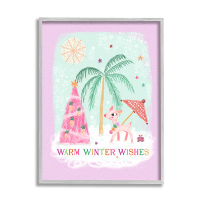 «Warm Winter Wishes Expression Tropical Beach Chistmas Reindeer» par Tina Devins - impression