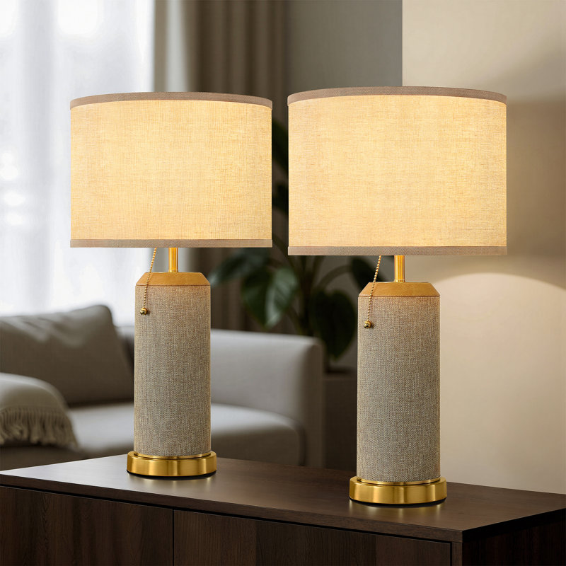 24'' Metal Table Lamp For Living Room and Bedroom, Grey