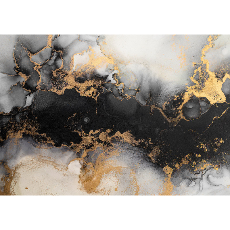 Adhésif mural Surface Surface - motif de marbre doré, L 177 po x L 124 po