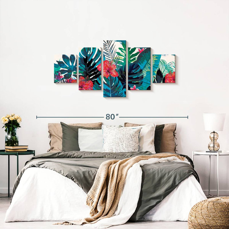 «Hibiscus Patch», reproduction sur toile, H 30 po x l 68 po x P 1,25 po