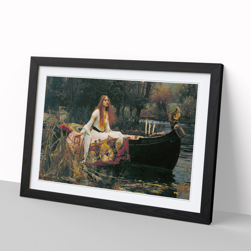 The Lady of Shalott by John William Waterhouse - Framed Print, 48cm H x 65cm W x 2cm D, Black