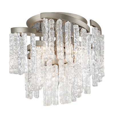 Plafonnier semi-encastré géométrique 18,25 po 5 lumières unique Mont Blanc