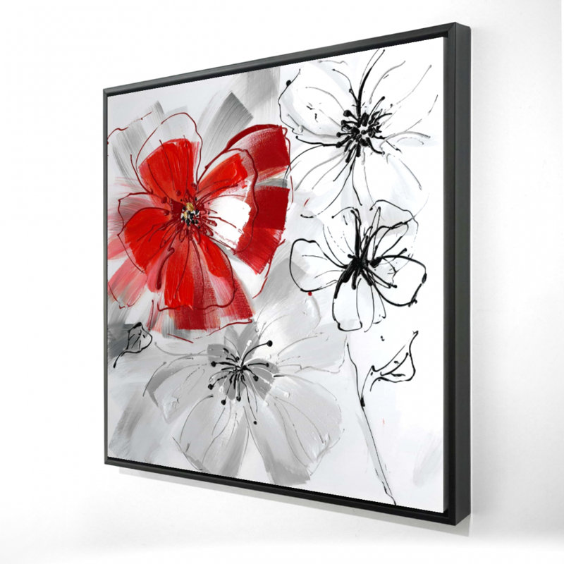 " Red & Gray Flowers "