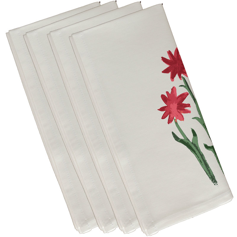 Jayapura Polyester Floral Square Napkin, Rust