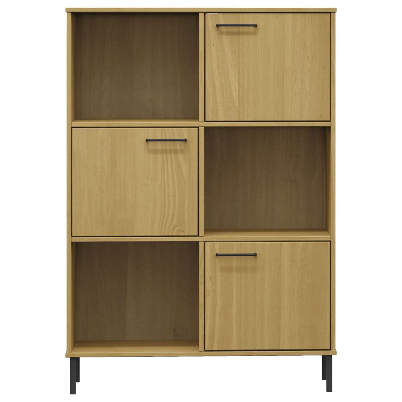 Aatifa 128.5 cm H x 90 cm W Solid Wood Cube Bookcase, Brown