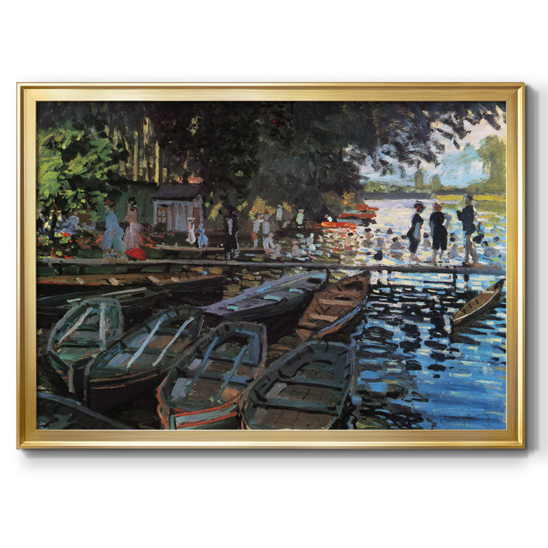 «Bathers At La Grenoullière» par Monet, reproduction d'art sur toile, H 30 po x l 44 po x P 1,5 po, Or