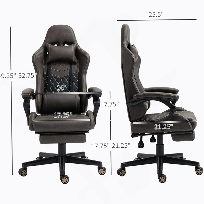 Fauteuil inclinable pivotant en cuir de polyuréthane avec dossier haut, support lombaire et hauteur réglable