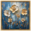 Flore dorée sur toile azur, art floral élégant par Art Remedy