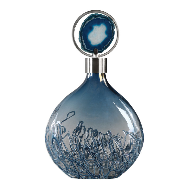 Vase en verre bleu