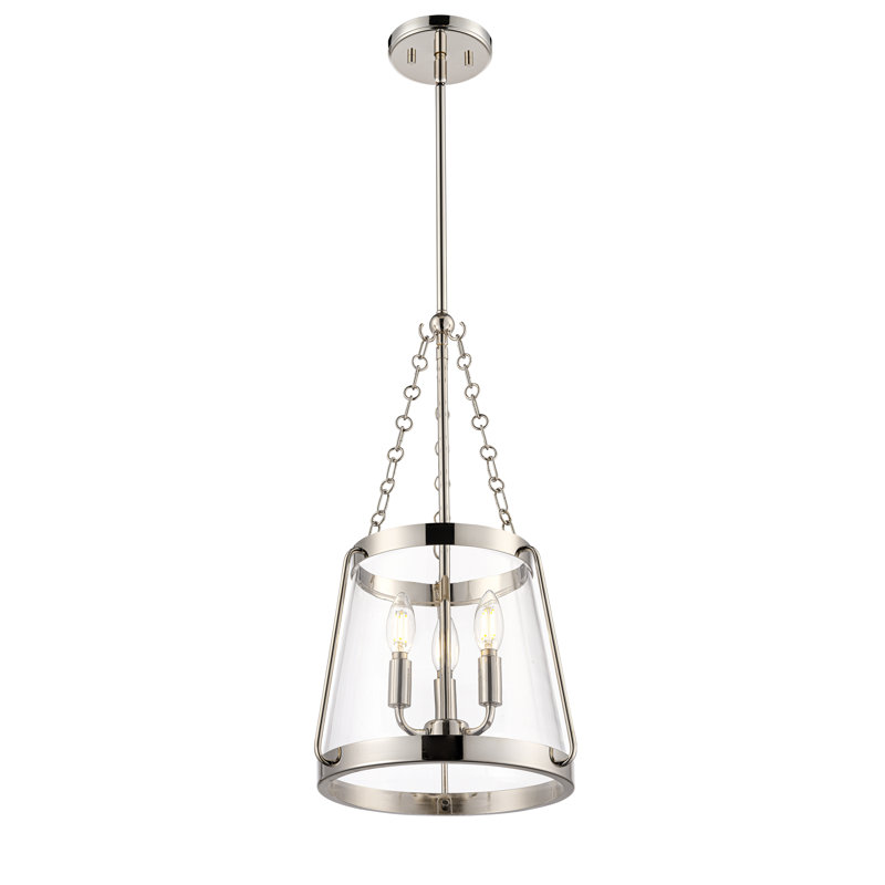 Adabella 11.75" 3-Light Pendant - Polished Nickel, Polished Nickel, 21.75" H x 11.75" W x 11.75" D, 3 Lights